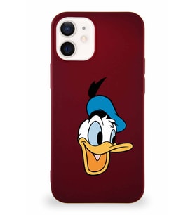 Apple iPhone 12 Mini Soft Premier Kapak Donald Duck-A Tasarımlı Silikon Kılıf - Mürdüm (Şeffaf)