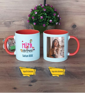 Müzik Öğretmeni Kupa Bardak Turuncu Fotoğraflı Öğretmenler Günü Hediyesi