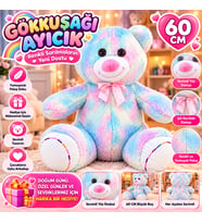 Gökkuşağı Peluş Ayıcık 60 CM Büyük Boy Renkli Yumuşak Teddy Bear Sevimli Sarılmalık Oyuncak
