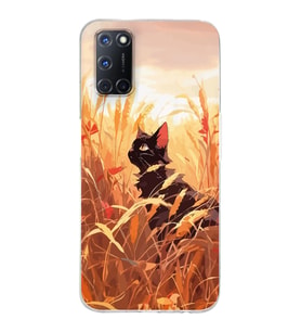Oppo A52/A72/A92 Uyumlu Doğa ve Kedi Tasarımlı Şeffaf Telefon Kılıfı
