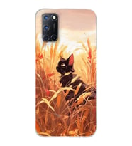 Oppo A52/A72/A92 Uyumlu Doğa ve Kedi Tasarımlı Şeffaf Telefon Kılıfı
