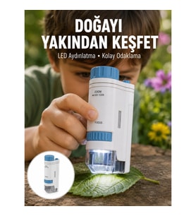 Mey İthalat® ABS Gövdeli Öğrenci ve Hobi Mikroskobu – Mavi Renk Yeni Nesil