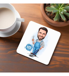 Kişiye Özel Her Konuda Marifetli Erkek Karikatürlü Bardak Altlığı