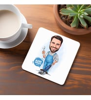 Kişiye Özel Her Konuda Marifetli Erkek Karikatürlü Bardak Altlığı