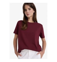 Defacto Regular Fıt Düz Premium Bordo Kadın T-Shirt A9428AX/BR115