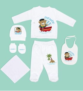 BK Kids Kişiye Özel Hastane Çıkışı, Bebek Kıyafeti, Yeni Doğan Bebek Hediyesi, 6 Parça Bebek Elbise Giyim Seti-1