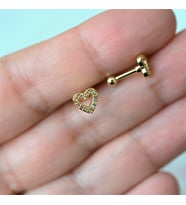 Gold Cerrahi Çelik Kalp Piercing Helix Lob Kıkırdak Tragus (Çok Renkli)