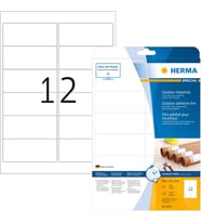 9533 Folyo Etiketleri, 10 Yaprak, 99,1 x 42,3 mm, A4 Başına 12, 120 Adet, Kendinden Yapışkanlı, Mat, Boş Dış Mekan Yapışkan Etiketleri, Polietilen