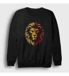 Presmono Unisex Siyah Aslan Kafası Aslanlı Sarı Kırmızı Hediye Sweatshirt 468787tt