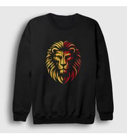 Presmono Unisex Siyah Aslan Kafası Aslanlı Sarı Kırmızı Hediye Sweatshirt 468787tt