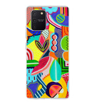 PrintiFy Samsung Galaxy A91 ile Uyumlu 1mm Slim Fit Retro Colors 6 Baskılı Şeffaf  Kılıf
