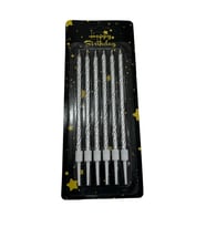 Spiral Gümüş İnce Mum 14 cm 6 lı