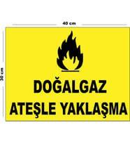 Metal Doğalgaz Ateşle Yaklaşma 30cm x 40cm A3 Büyüklüğünde Uyarı Levhası Yönlendirme Tabelası