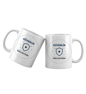 Kişiye Özel Güvenlik Görevlisi Kupa Bardak – İsim Yazılı Güvenlik Temalı Meslek Kupası Güvenlik Hediyesi (Beyaz)