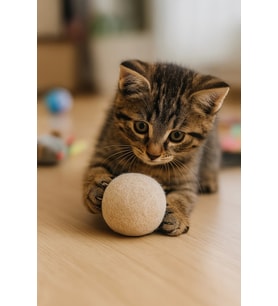 MatGo Pati Doğal Sessiz Kedi Oyun Topu Kedi Oyuncağı Yün Yumağı - Hareket ve Gelişimi Destekler
