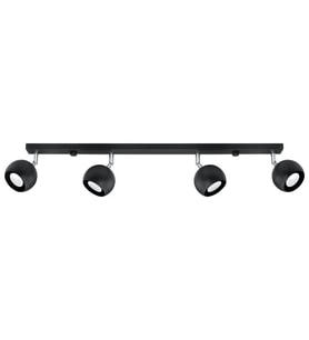 Rsylight Retro Siyah 180 Derece Hareketli Modern Spor 4 Lü Led Spot Avize Beyaz Ampullü