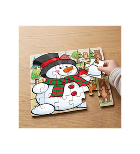 Gülen Mutlu Kardan Adam Tasarımlı 24 Parça Ahşap Çocuk Puzzle MPK0928
