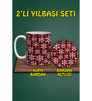 Yılbaşı Temalı Kupa ve Bardak Altlığı Seti