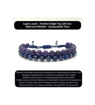 SERTİFİKALI Lapis Lazuli - Ametist Doğal Taş Çift Sıra Makrome Bileklik