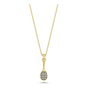 Tenis Altın Kaplama Gümüş Kolye KLY34 (Gold)