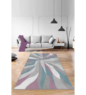 Pembe Turkuaz Spor Kaymaz Tabanlı Dekoratif Halı ME008 - 100 x 160 cm