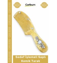 #Tarak Çiçek Desenli Antistatik Masaj Etkili Sağlıklı Kaliteli Sedef İşlemeli Saplı Kemik Tarak