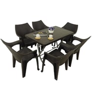 Mandella Zeugma 70x120 Katlanır Ayak 6 Kişilik Polo Koltuk Masa Takımı Kahvereng