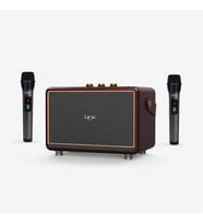 M407 Premium Çift Mikrofonlu 50W Retro Bluetooth Radyo Hoparlör (Kahverengi)
