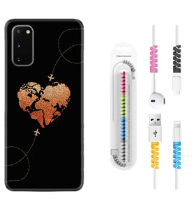Samsung A02S A03S A10 A12 A13 A21S A22 Kılıf Kablo Koruma Spiral Silikon Plane Heart 1721