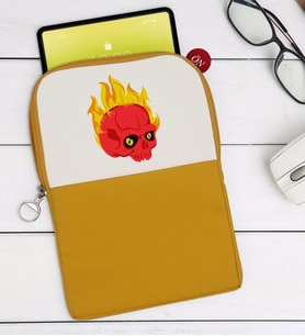 BK Gift Kurukafa Tasarımlı Taşınabilir Koruyucu Tablet Kılıfı & Organizer Çanta - Sarı-5