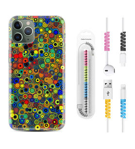 Apple iPhone 11 12 13 14 Pro Max Kılıf Kablo Koruma Spiral Silikon Nazar Boncukları 1746