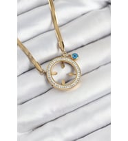316L Çelik Zirkon Taşlı Takılabilir Gold Renk Kadın Kolye - TJ-BKO10506