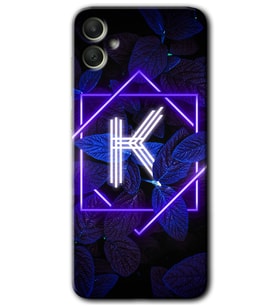 Galaxy A05 Kılıf HD Desen Baskılı Kılıf - Dark Neon Yaprak K Harfi