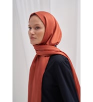 Carell Monogram Jakar İtalyan İpekli Şal Kiremit