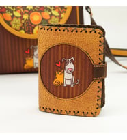 Kedi ve Köpek Figürlü Küçük Cüzdan Etnik Bohem Retro Style -Hardal