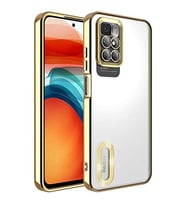 Coverzone Xiaomi Redmi 10 ile uyumlu K?l?f Kamera Korumal? Logo G�steren Parlak renk kenar �izgileri ile ??k bir tasar?m Colored Z-Omega Kapak Gold