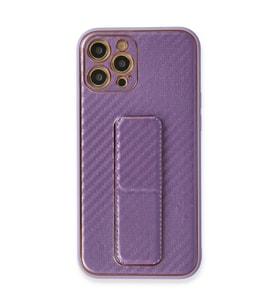 Iphone 12 Kılıf Coco Karbon Standlı Kapak - Mor