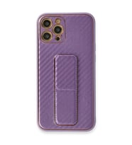 Iphone 12 Kılıf Coco Karbon Standlı Kapak - Mor