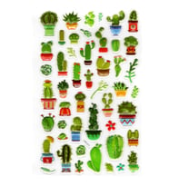 Sticker Kabartmalı Stiker Defter, Planlayıcı Etiket (lxk-017) - 22X14 cm - Şirin Kaktüsler