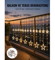 Yıldız Figürlü Perde Peri Led 3x3 Metre Dekoratif Işık Yeni Nesil