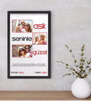 BK Gift Kişiye Özel Aşk Seninle Güzel Temalı Dekoratif Ahşap Siyah Çerçeveli Tablo 40x25cm-1