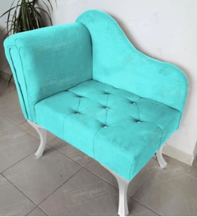 Yeni Model Tekli Köşe Koltuğu Josefin Bench Beyaz Ayak (Turkuaz)