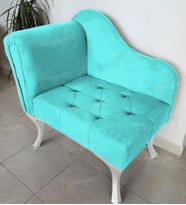 Yeni Model Tekli Köşe Koltuğu Josefin Bench Beyaz Ayak (Turkuaz)