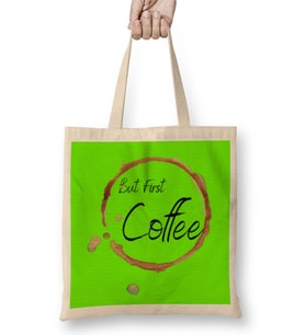 Funny Coffee Drinks Lover Gift Quote - Vintage Retro Rainbow Style Bez Çanta Uzun Saplı