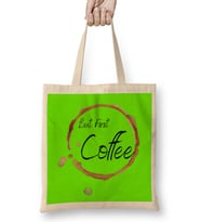 Funny Coffee Drinks Lover Gift Quote - Vintage Retro Rainbow Style Bez Çanta Uzun Saplı