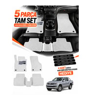 e-biz VOLKSWAGEN AMAROK (2010-2022) Uyumlu EVA Oto Paspas Metal Topukluklu Havuzlu Beyaz