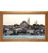 Çerçeveli Paspartulu Manzara Tablo bm1068 (Gold)