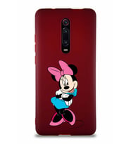 Xiaomi Redmi K20 Soft Premier Kapak Minnie Mouse-D Tasarımlı Silikon Kılıf - Mürdüm (Şeffaf)