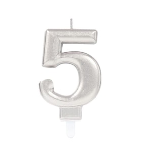 5 Rakamı Mum Gümüş Renk