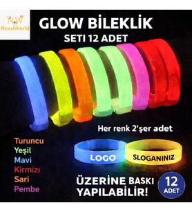 Kalın Bileklik 12’li Set Baskıya Uygun Renkli Model